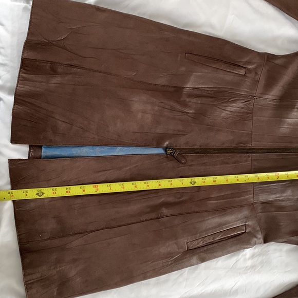 Coat, leather light tan brown, double lining cloth - Picture 11 of 13